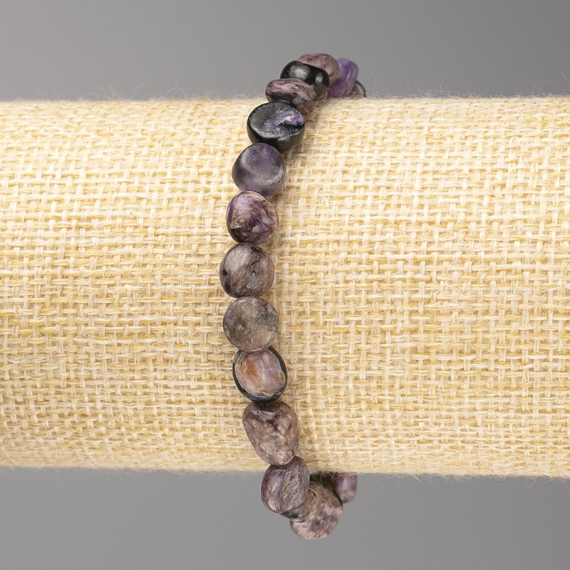 Charoite Stone Bead Bracelet, faceted, diameter 8x8mm± on elastic, length 18cm+