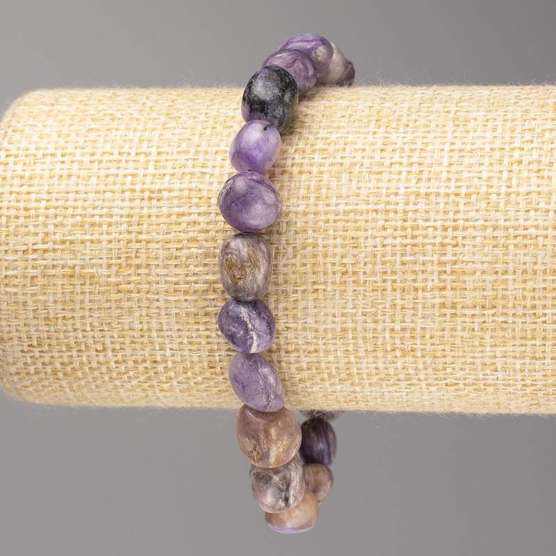 Charoite Stone Bracelet, faceted beads, diameter 10x12mm± on elastic, length 18cm+