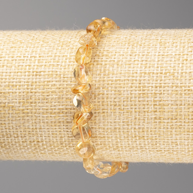 Bracelet with Citrine Beads faceted, 7x7mm diameter, on elastic, length 18cm+