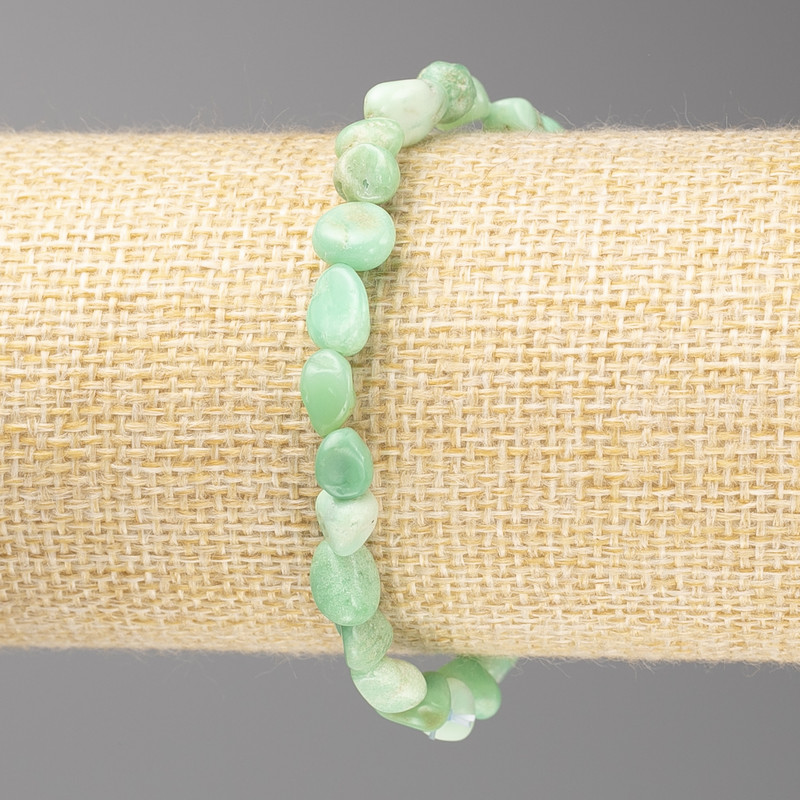 Chrysoprase Bead Bracelet, faceted, 8×10 mm ± on elastic, length 7.1 inches ±
