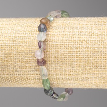 Bracelet with Fluorite Beads, faceted, 6×6 mm ± diameter, on elastic, length 18 cm ±