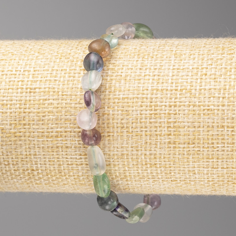 Bracelet with Fluorite Beads, faceted, 6×6 mm ± diameter, on elastic, length 18 cm ±