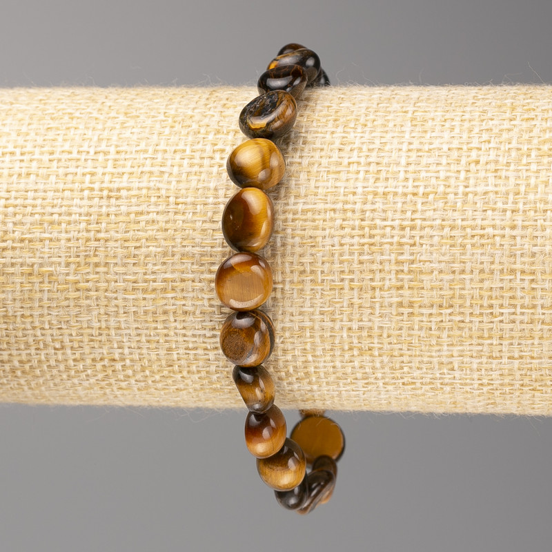 Tiger Eye Stone Bead Bracelet, faceted, 8x8mm+, on elastic, length 18cm+