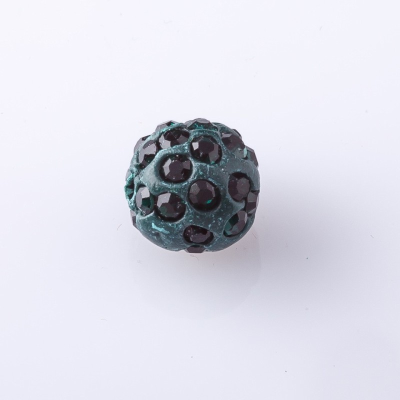 Shamballa Bead, 10mm diameter, Dark Green, pack of 9 pcs