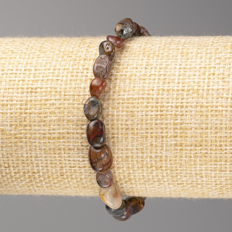 Bronzite Bead Bracelet, faceted, 8x6mm+- on elastic, length 18cm+