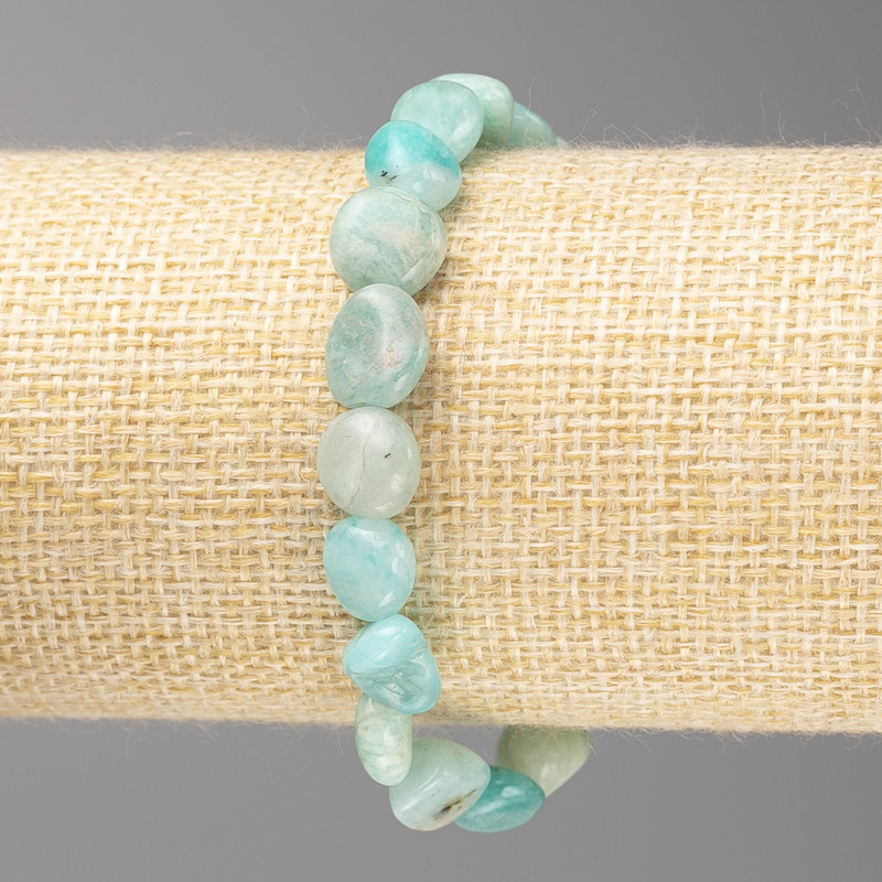 Amazonite Bead Bracelet, faceted, 10×10 mm ± diameter on elastic, length 18 cm +