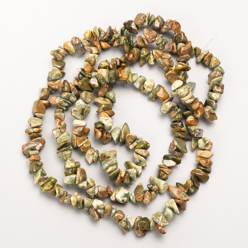 Beads Multicolor Jasper natural stone碎   on thread, chip 8x3mm+-, length 86cm +