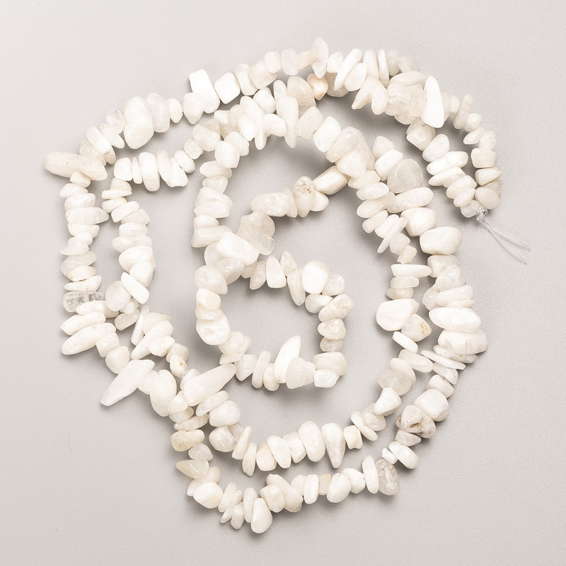 Adularia Beads Natural Stone Chip on Thread, 8x4 mm ±, Length 80 cm ±