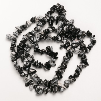 Snowy Obsidian Beads - Apache Tears Natural Stone Bead on Thread, 9x4 mm, approx. 82 cm length