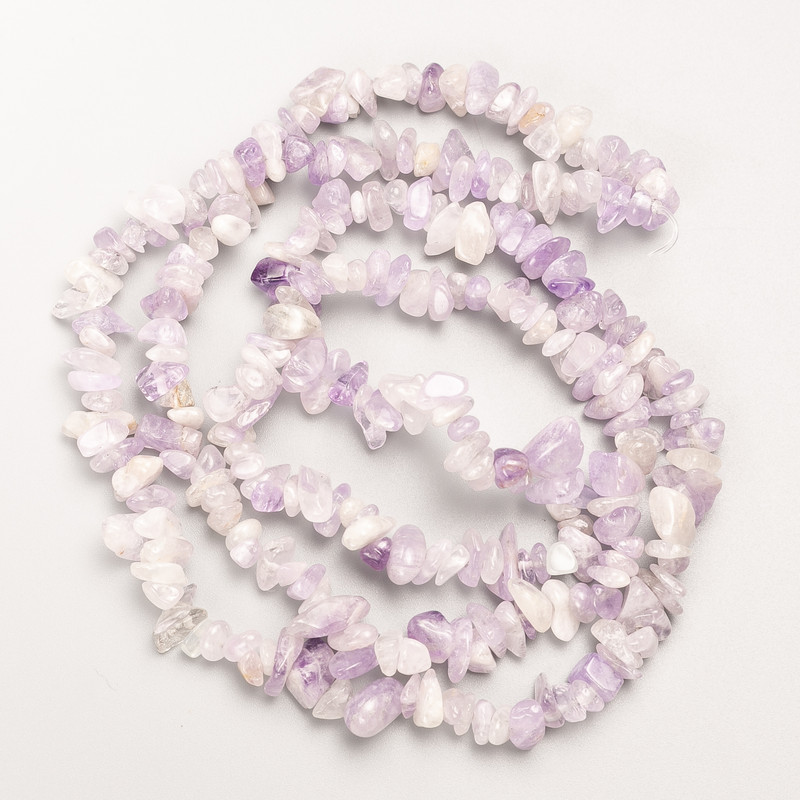 Amethyst Beads natural stone chip on a thread, diameter 8x3mm±, length 80cm ±