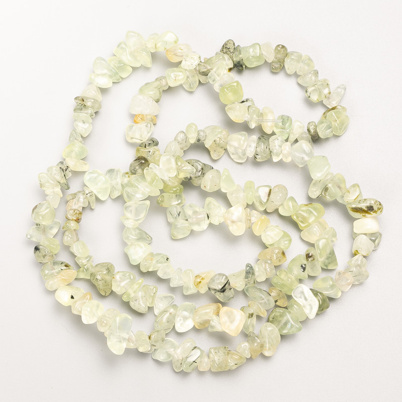 Prehnite beads natural stone chip on a thread, diameter 9x4 mm +/-, length 82 cm +