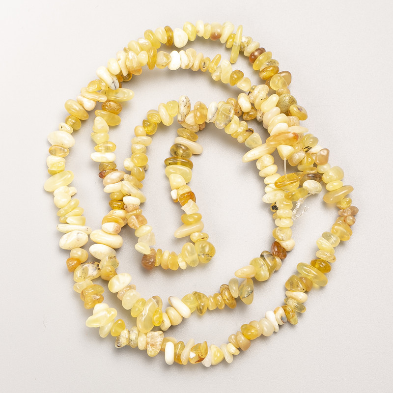 Beads Yellow Turquoise Natural Stone Chip on Thread, 7x3mm±, Length 80cm ±