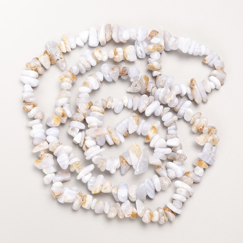 Blue Agate Beads natural stone shard on thread, diameter 9x3mm±, length 80cm ±