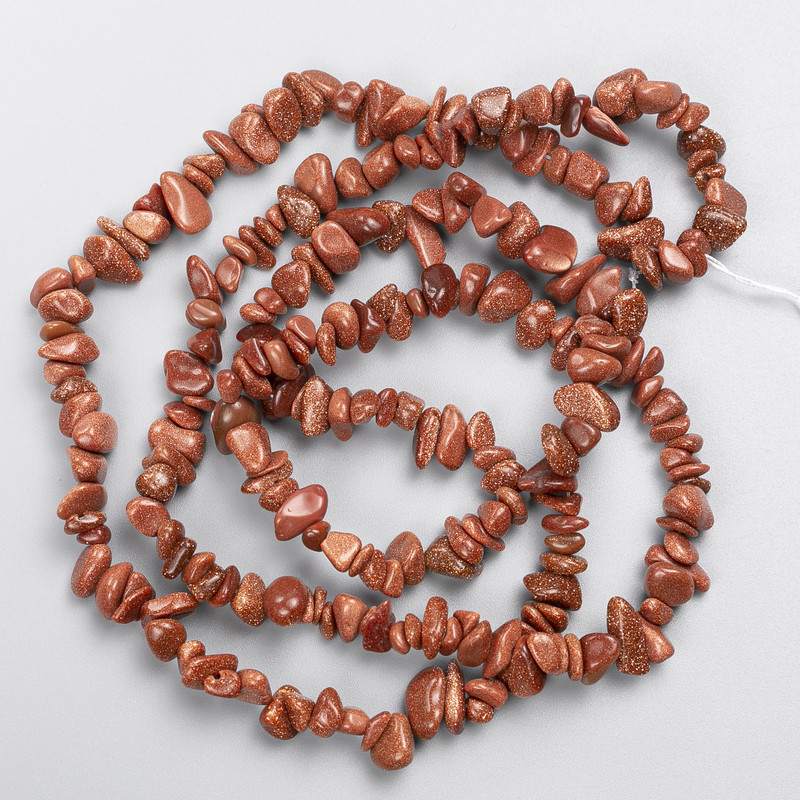 Aventurine Beads Golden Sand (synthetic) microcrystal on thread, diameter 8x3mm ±, length 80cm ±