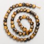 Tiger's Eye Beads natural stone faceted cube on thread, diameter 7 mm±, length 39 cm±