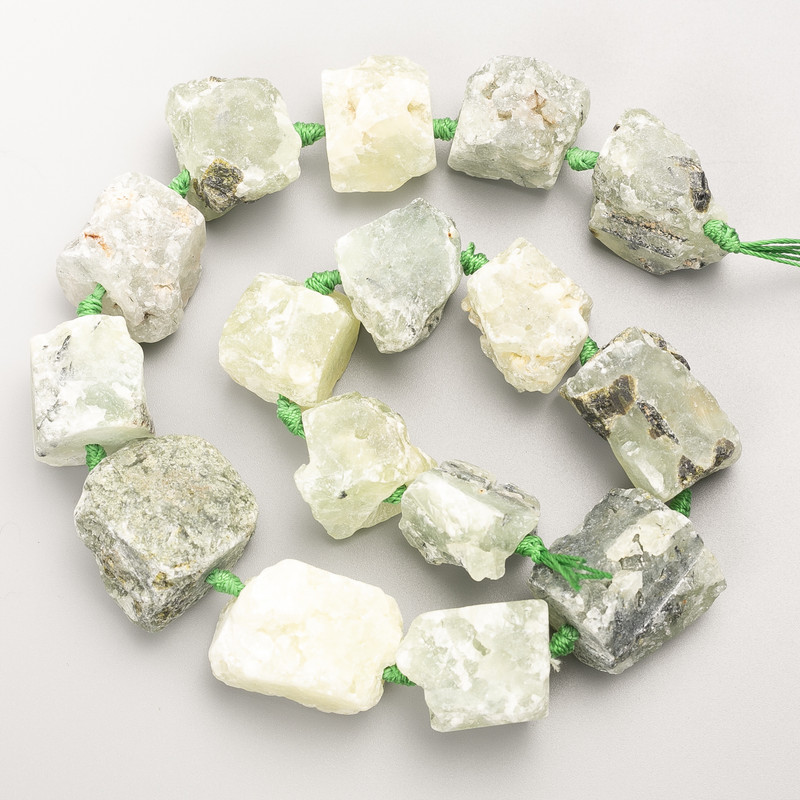 Prenite Beads Unprocessed Natural Stone Tumbled on Thread d 20x25mm+-, Length 40cm +