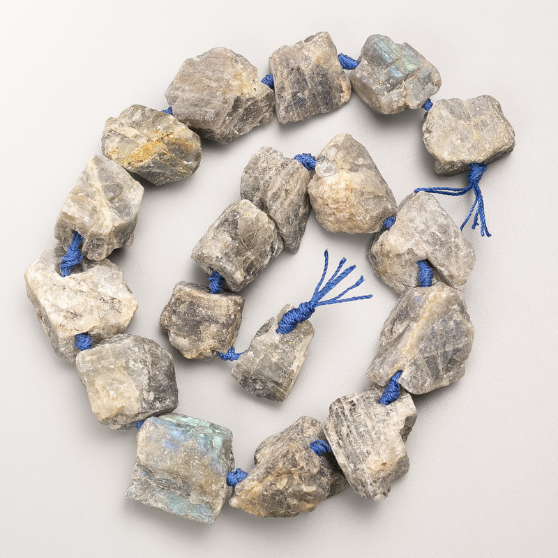 Labradorite Beads Unprocessed Natural Stone Faceted on Thread d 20x25mm+-, length 41cm +