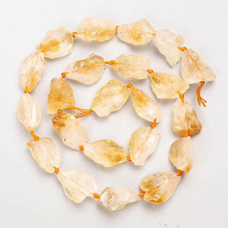 Unpolished Citrine Beads natural stone nuggets on thread, diameter 12-14×10-11mm ±, length 40cm ±