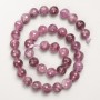 Turmaline Rubyelit Beads, Natural Stone, Faceted Round Bead on Thread, 10 mm dia ±, Length 38 cm ±