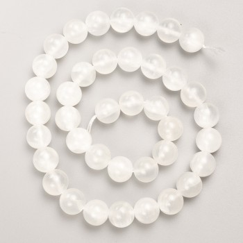 Belomorite Beads natural stone smooth ball on thread, diameter 10mm±, length 39cm±