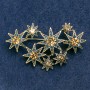 Brooch Stars, with blue and yellow rhinestones, gold-tone metal 55x35mm