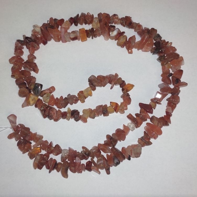 Carnelian Beads natural gemstone chip on thread, diameter 9x4mm, length 84cm +