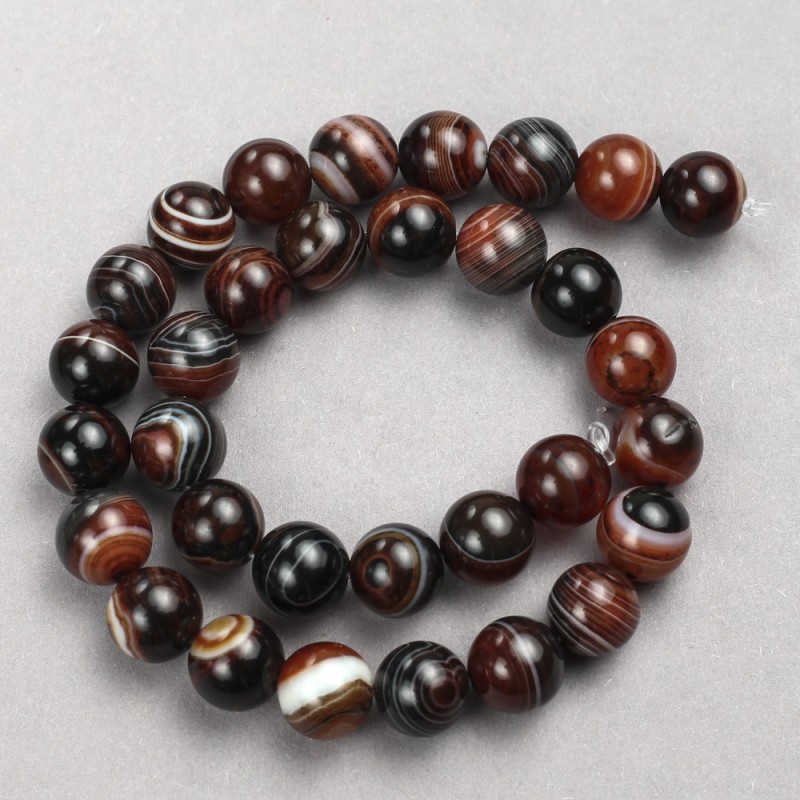 Brown Agate Beads smooth round on thread, diameter 10mm±, length 38cm±