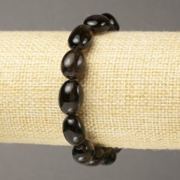 Bracelet Smoky Topaz with natural stone, tumbled, diameter 13×10mm ±, length 18cm ±