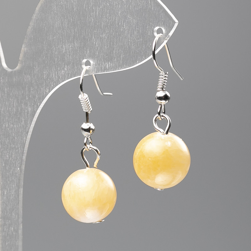 Earrings 'Mother of Pearl' (artificial acrylic) smooth bead, diameter 12.5mm, length 3.5cm