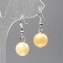 Earrings 'Mother of Pearl' (artificial acrylic) smooth bead, diameter 12.5mm, length 3.5cm