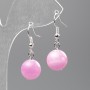 Earrings Strawberry Quartz (imitation acrylic) smooth bead, diameter 12.5mm±, length 3.5cm