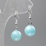 Earrings Aquamarine (synthetic acrylic) smooth sphere, diameter 12.5 mm±, length 3.5 cm