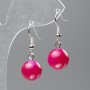 Earrings, Toned Quartz (artificial acrylic) smooth bead, diameter 12.5mm±, length 3.5cm