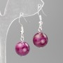 Earrings Tonal Quartz (artificial acrylic) raspberry smooth bead, diameter 12.5mm±, length 3.5cm