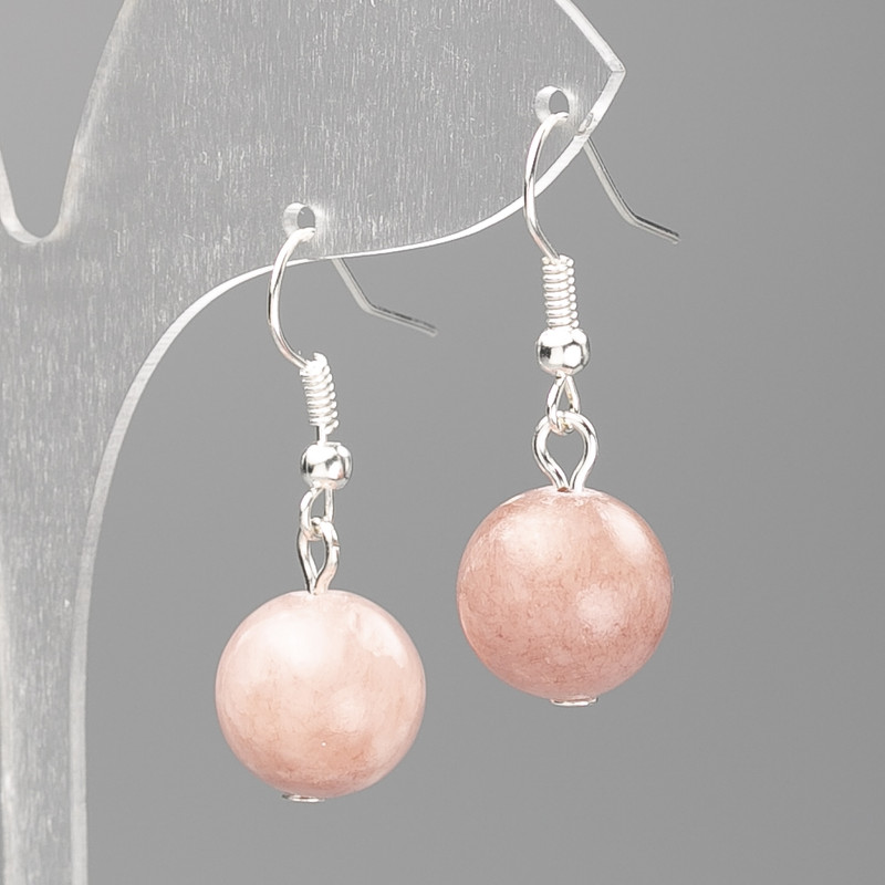 Earrings Strawberry Quartz (synthetic acrylic) smooth bead, diameter 12.5mm±, length 3.5cm