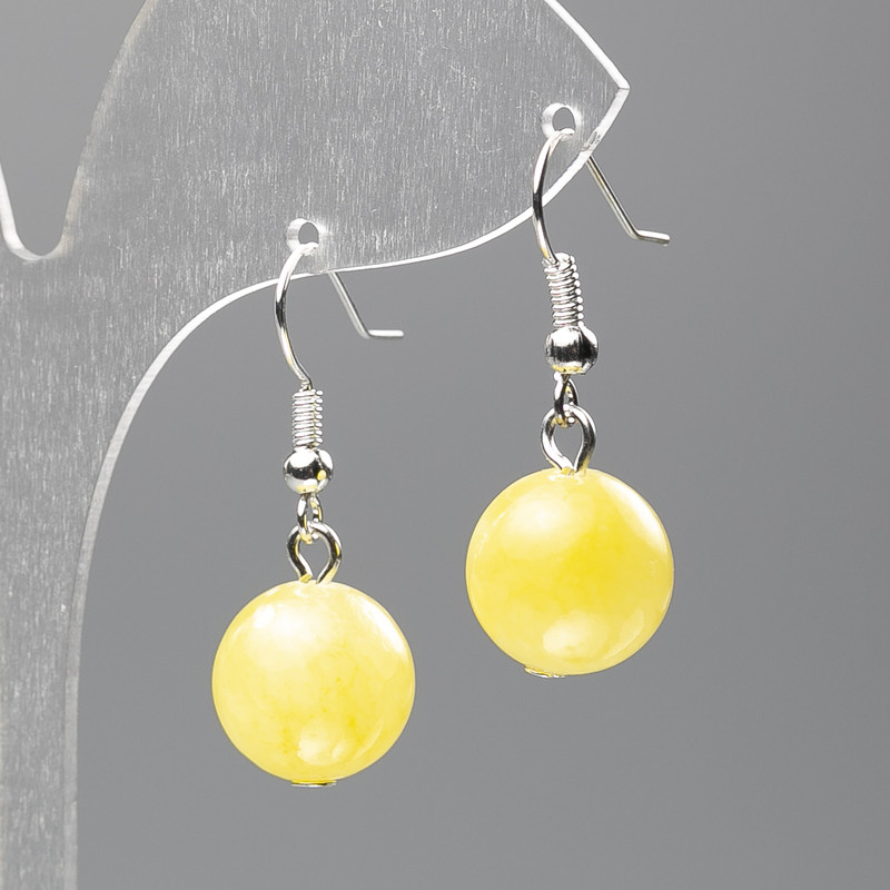 Earrings Citrine (artificial acrylic bead) smooth sphere, diameter 12.5 mm ±, length 3.5 cm
