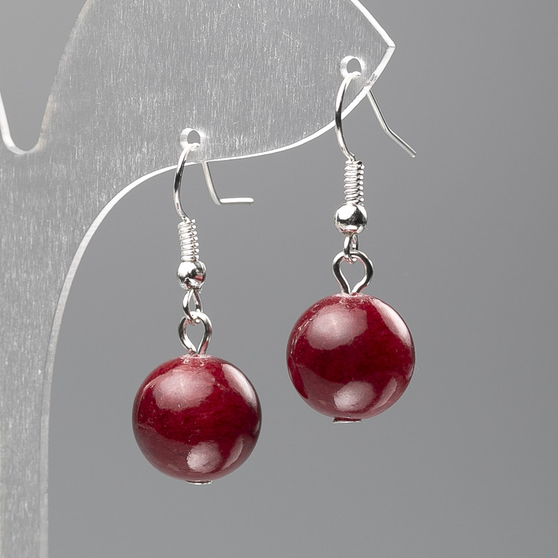Earrings Turquoise (artificial acrylic) smooth bead, diameter 12.5mm±, length 3.5cm