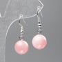 Earrings Pink Quartz (acrylic, individual) smooth bead, diameter 12.5mm+, length 3.5cm