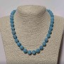 Aquamarine Beads Necklace of Natural Stone, Faceted Round Bead, 10mm Diameter, 49cm Length