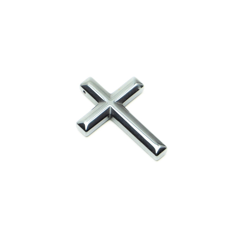 Cross Pendant with Hematite, 23×35 mm, 5×5 mm+