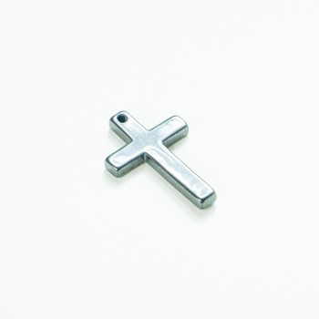 Cross Pendant with Hematite, 22×33 mm, 5×3 mm+
