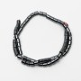 Hematite Cylindrical Beads, 6x6 mm diameter, thread length 40 cm +/- on beading thread
