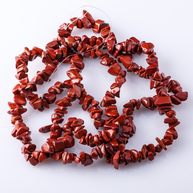 Red Jasper Natural Stone Beads on Strand, “Stone Chip”, 3-10mm, 85-90cm