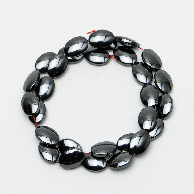 Hematite Beads Oval, 10×14×5mm, +/- 40 cm length on thread