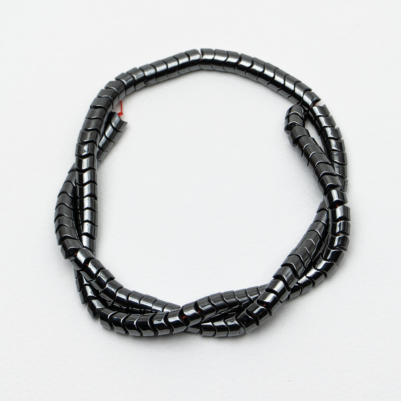 Hematite Beads Zigzag, 6×4 mm dia., approx. 39 cm length on thread