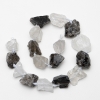 Unprocessed Beads of Rock Crystal and Smoky Quartz Cabochon, diameter 23×26(±)mm, thread length 42 cm