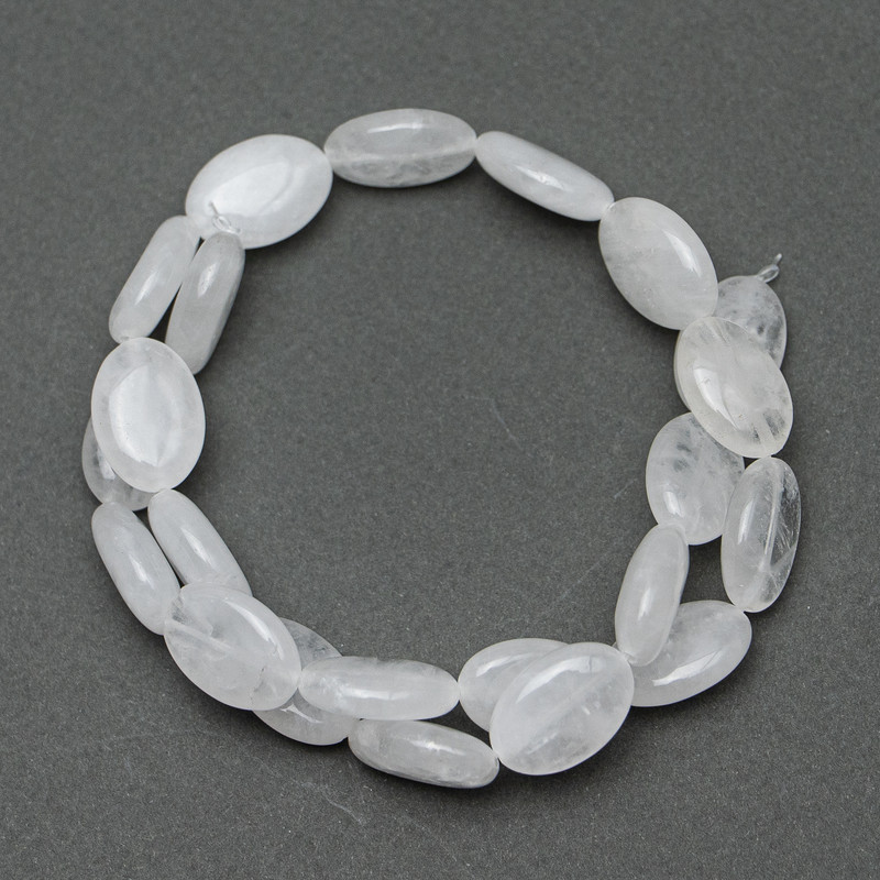 Oval Beads of Mountain Crystal Natural Stone, 13×18×6mm, 40cm Length on Thread