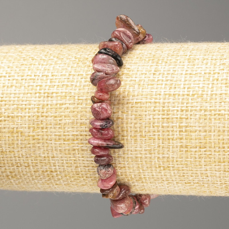 Rhodonite Bracelet with Natural Stone Chips, 7x3mm, length 18 cm (stretch)