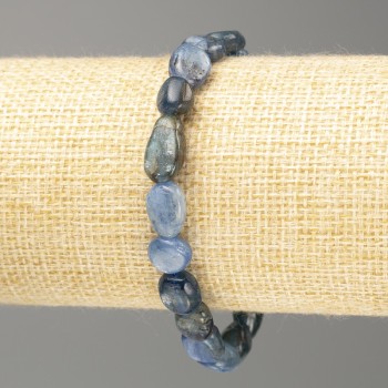 Bracelet Kyanite natural stone faceted, diameter 10x12mm+-, length 18cm (stretch)