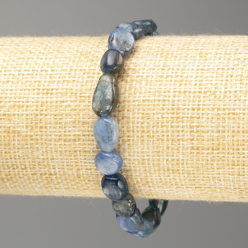Bracelet Kyanite natural stone faceted, diameter 10x12mm+-, length 18cm (stretch)